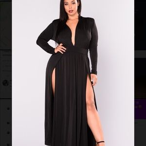 Black split dress
